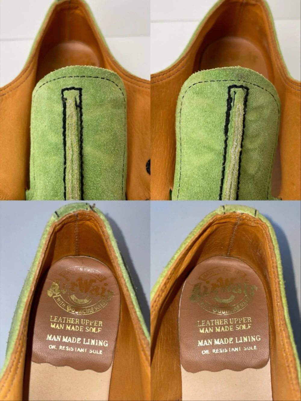 Vintage Dr. Martens England Crazy Bomb Green Suede Platform Oxfords UK 4
